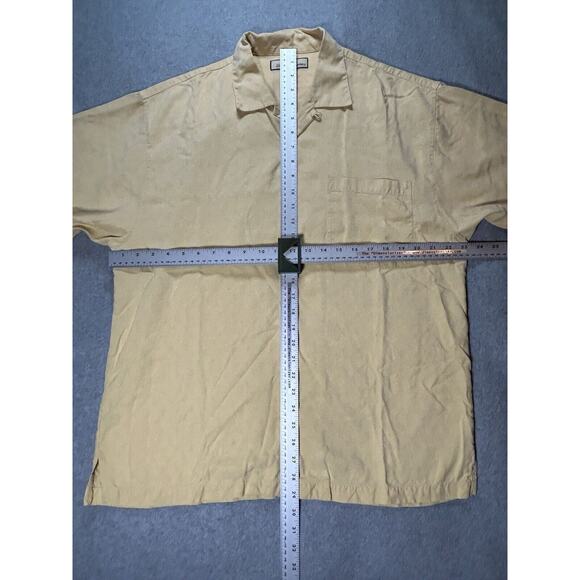 Tommy Bahama Shirt Mens Large Silk Yellow Hawaiian Button Up Short Sleeve - Picture 2 of 9